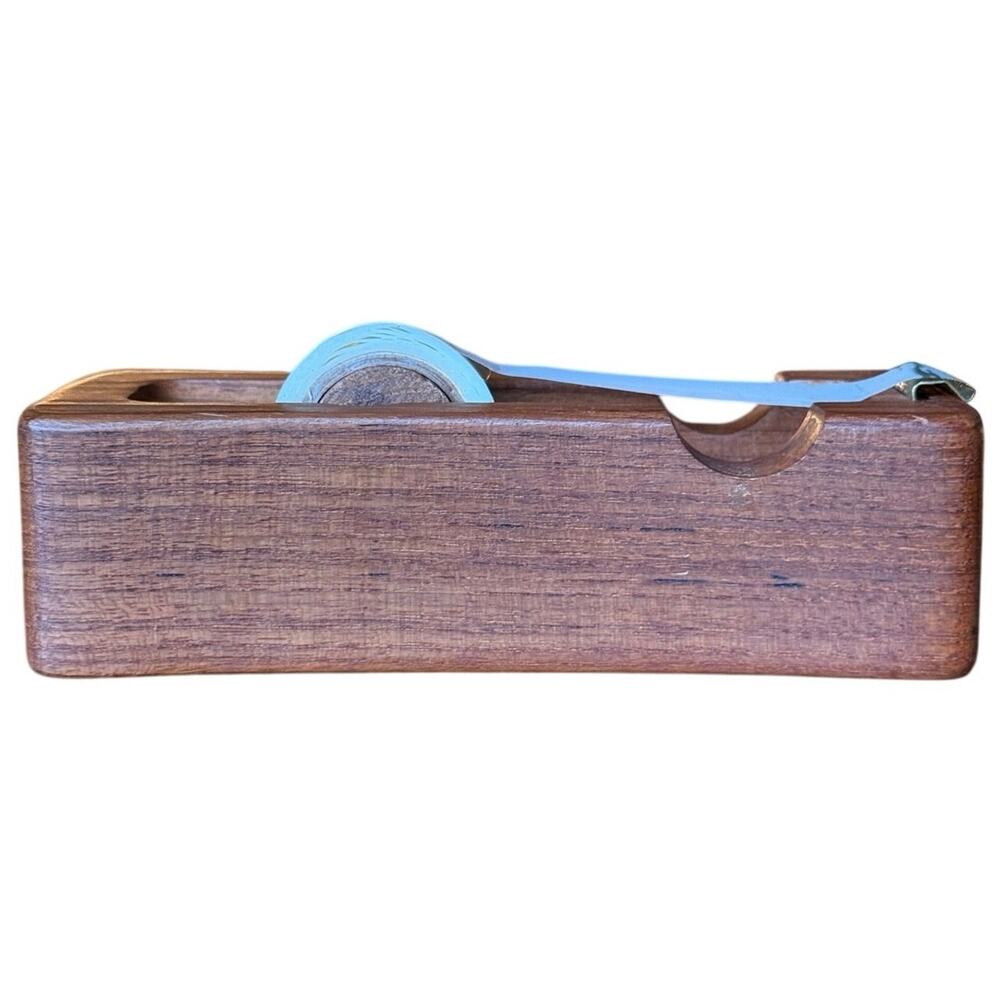 VTG Dansk Teak Wood Tape Dispenser Mid Century Modern Thailand Desk Accessory